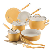 13-Piece Cucina Ceramic Nonstick Cookware Set Turmeric Yellow