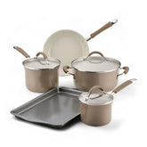 8-Piece Cucina Ceramic Nonstick Cookware Set Hazelnut