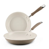 2-Piece Cucina Ceramic Nonstick Skillet Set Hazelnut