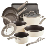 Cook + Create Nonstick Cookware Sets 10-Piece Almond
