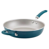 Create Delicious Nonstick Induction Deep Frying Pans Teal Shimmer 12.5-Inch