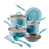 10-Piece Cucina Nonstick Cookware Set Agave Blue