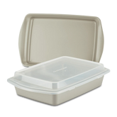 3-Piece Nonstick Covered Cake Pan & Baking Sheet Set Champagne