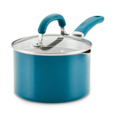 2-Quart Create Delicious Nonstick Induction Straining Saucepan Teal