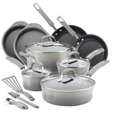 15-Piece Classic Brights Nonstick Cookware Set Sea Salt Gray