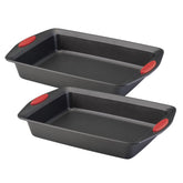 2-Piece 9-Inch x 13-Inch Nonstick Roasting Pans Red