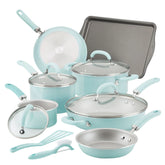 13-Piece Create Delicious Nonstick Induction Cookware Set Light Blue
