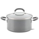 6-Quart Create Delicious Nonstick Induction Covered Stockpot Gray Shimmer