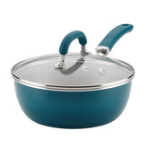 3-Quart Create Delicious Nonstick Induction Covered Chef Pan Teal Shimmer