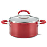 6-Quart Create Delicious Nonstick Induction Covered Stockpot Red Shimmer