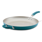 14.5-Inch Create Delicious Nonstick Induction Frying Pan with Helper Handle Teal Shimmer
