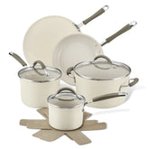 10-Piece Cucina Ceramic Nonstick Cookware Set Almond