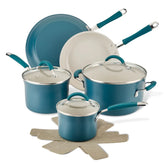 10-Piece Cucina Ceramic Nonstick Cookware Set Marine Blue