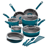 15-Piece Classic Brights Nonstick Cookware Set Marine Blue