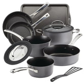 Cook + Create Hard Anodized Nonstick Cookware Sets 10-Piece Black