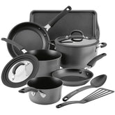 10-Piece Cook + Create Hard Anodized Nonstick Cookware Set Black