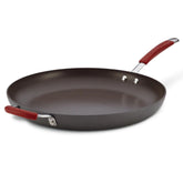 14-Inch Cucina Hard Anodized Nonstick Frying Pan with Helper Handle Cranberry Red