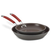 9.25" and 11.5" Cucina Hard Anodized Nonstick Frying Pan Set Cranberry Red