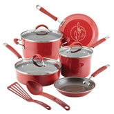 10-Piece Cucina Nonstick Cookware Set Cranberry Red