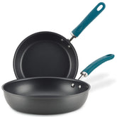 9.5-Inch and 11.75-Inch Create Delicious Hard Anodized Nonstick Induction Frying Pan Set Teal