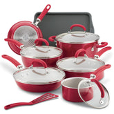 13-Piece Create Delicious Nonstick Induction Cookware Set Red Shimmer