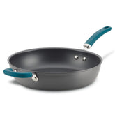 12.5-Inch Create Delicious Anodized Nonstick Induction Deep Frying Pan with Helper Handle Teal