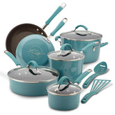 12-Piece Cucina Nonstick Cookware Set Agave Blue
