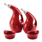 EVOO Bottle and Ramekin Dipper Set Red