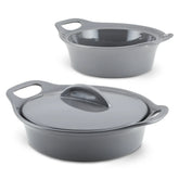 3-Piece Ceramic Casserole Set Gray