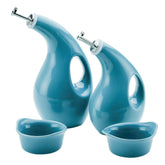 EVOO Bottle and Ramekin Dipper Set Agave Blue