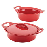 3-Piece Ceramic Casserole Set Red