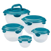 10-Piece Round Nestable Food Storage Containers Teal