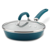9.5-Inch Create Delicious Nonstick Induction Covered Deep Frying Pan Teal Shimmer