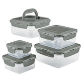 10-Piece Square Nestable Food Storage Containers Gray