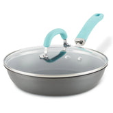 10.25-Inch Create Delicious Hard Anodized Nonstick Induction Covered Deep Frying Pan Light Blue