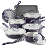 13-Piece Create Delicious Nonstick Induction Cookware Set Purple Shimmer