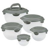 10-Piece Round Nestable Food Storage Containers Gray