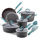 12-Piece Cucina Hard Anodized Nonstick Cookware Set Agave Blue