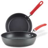 9.5-Inch and 11.75-Inch Create Delicious Hard Anodized Nonstick Induction Frying Pan Set Red