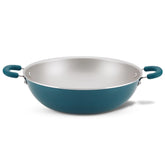 14.25-Inch Create Delicious Nonstick Induction Wok Teal Shimmer
