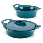 3-Piece Ceramic Casserole Set Teal