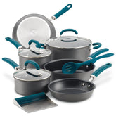 11-Piece Create Delicious Hard Anodized Nonstick Induction Cookware Set Teal