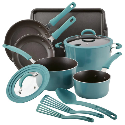 Cook + Create Nonstick Cookware Sets 11-Piece Agave Blue