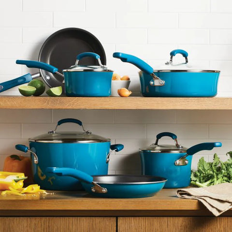 Classic Brights Nonstick Cookware Sets Marine Blue 10-PIece