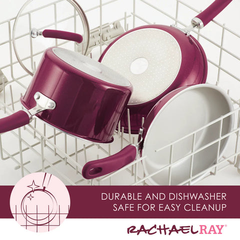 13-Piece Create Delicious Nonstick Induction Cookware Set Burgundy Shimmer