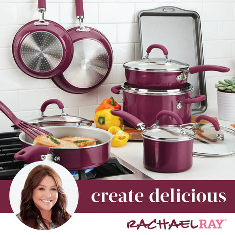 13-Piece Create Delicious Nonstick Induction Cookware Set Burgundy Shimmer