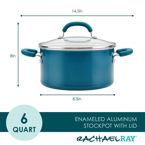 6-Quart Create Delicious Nonstick Induction Covered Stockpot Teal Shimmer
