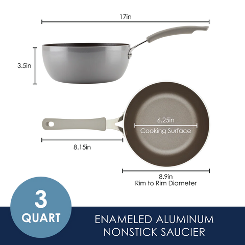 3-Quart Cook + Create Nonstick Saucier Pan Gray