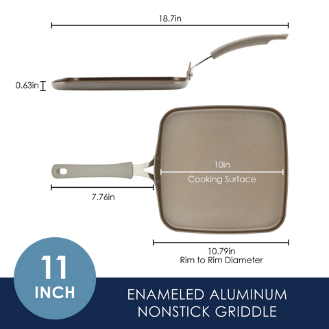 11-Inch Cook + Create Nonstick Square Griddle Pan Gray