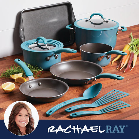 Cook + Create Nonstick Cookware Sets 11-Piece Agave Blue